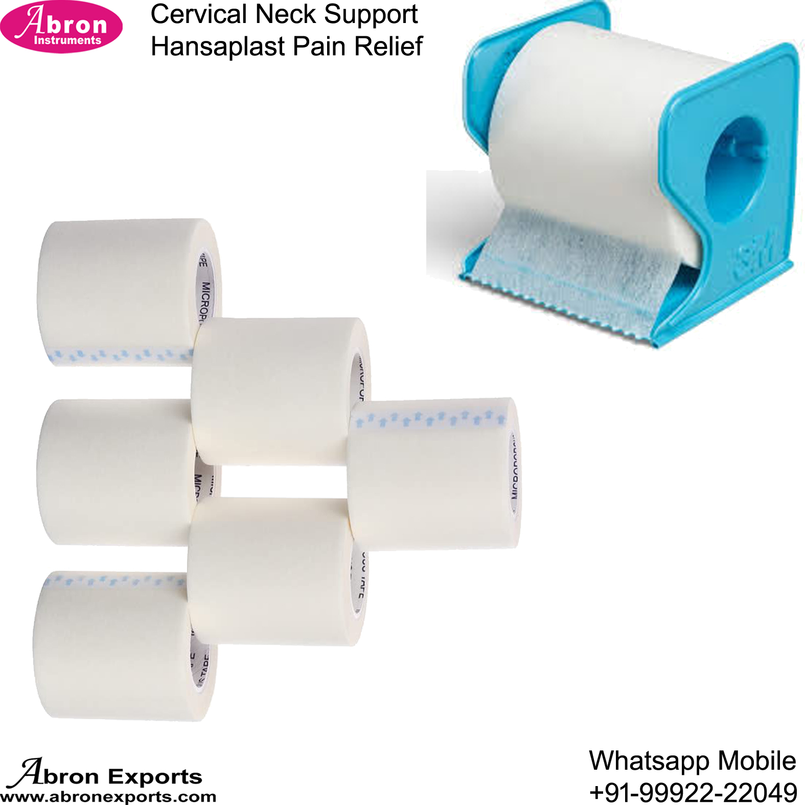Surgical Tape Micropore 3M Paper Tape 2 Inch 5cm 50mm x5.5m With Dispenser Pack of 6 Rolls Abron ABM-2344T2DS 